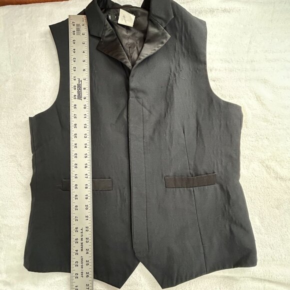 Fourmy Mens Black Notch Collar Formal Vest Size 42 Wool Blend Pocket Lightweight - Picture 8 of 8